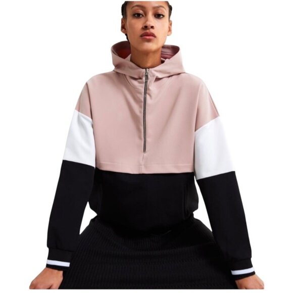 Zara Womens Colorblock Hooded Lightweight Track Jacket Size M 1/4 Zip Athletic - Picture 1 of 8